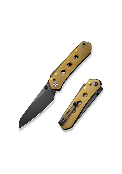 Civivi Vision Fg Thumb Stud & Superlock Knife Amber & Black Ultem Handle Kamp Çakı Sarı