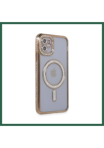Bezos İphone 11 Kılıf Joke Simli Magneticsafe Kılıf - Gold Bzs01