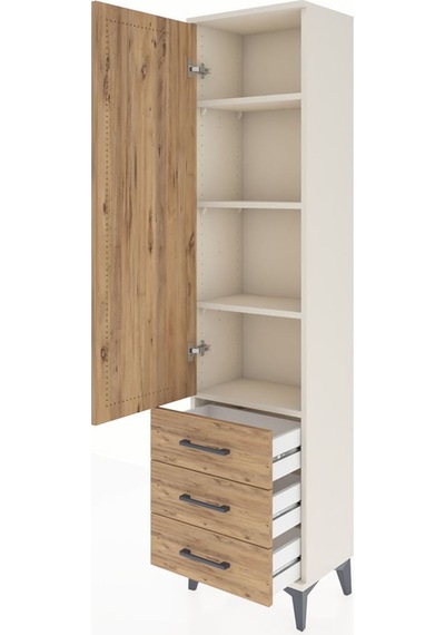 Arges Dolap 4 Raflı 3 Çekmeceli Tek Kapaklı 44x30x182 Aytaşı-çam Aytaşı
