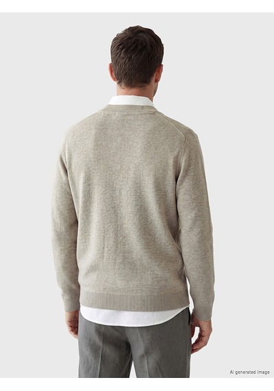 Lcwaıkıkı Classic Bej Regular Fit V Yaka Erkek Triko Hırka