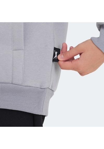 Slazenger LEXUS Çocuk Kapüşonlu Cepli Taş Gri Sweatshirt