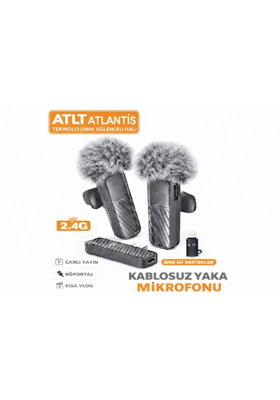 2.4g 60mah Çift Set Kablosuz Yaka Mikrofonu Typec-lightning Gürültü Önleyici Tak Çalıştır Vlog Röportaj İçin Canlı Yayın 8 Gram