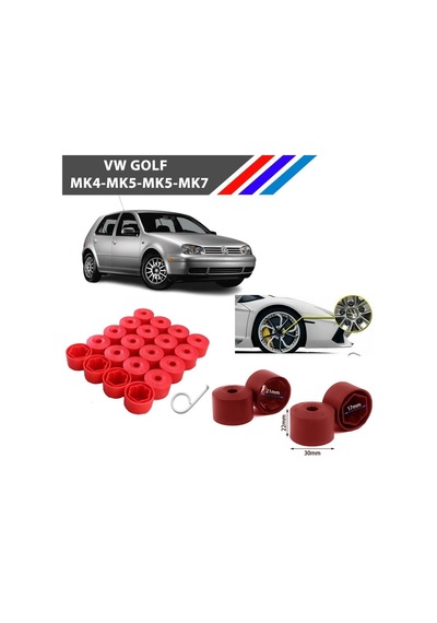 Otozet - Vw Golf Bijon Civata Kapağı Kırmızı Renk 20 Adetli Set 17mm 1k06011739b9
