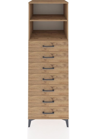 Kronos Dolap 2 Raflı 7 Çekmeceli 60x59x182 Çam-çam Çam