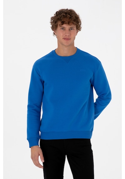 U.S. Polo Assn. Erkek Comfort Fit Bisiklet Yaka Şardonlu Saks Basic Sweatshirt 50313757-VR032