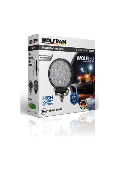 Wolfram Wolf Serisi 32309 Çalışma Lambası Yuvarlak Maxsi 3060 Lümen Flood - Wolfram 32309