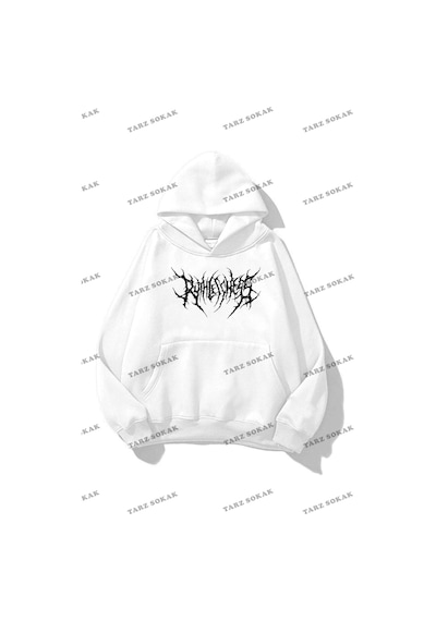 Tarzsokak Y2k Unisex Gothic Ruthless Sweatshirt Hoodie Kod 1726 Beyaz