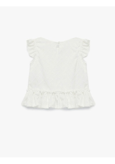 Koton Fırfır Detaylı Ekru Kız Bebek Kolsuz T-shirt 6smg30025ak Ekru