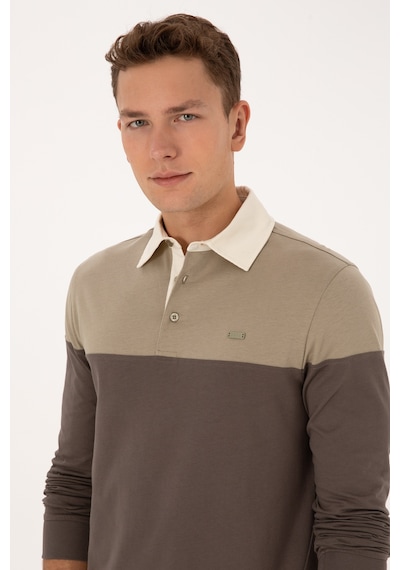 U.S. Polo Assn. Erkek Regular Fit Polo Yaka Açık Haki Sweatshirt 50316428-VR183