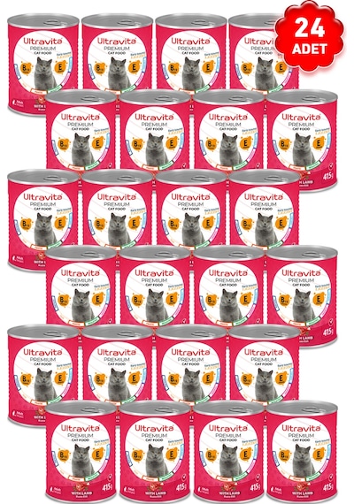 Ultravita Premium Yüksek Proteinli Kuzulu Konserve Yetişkin Kedi Maması 24 x 415 G