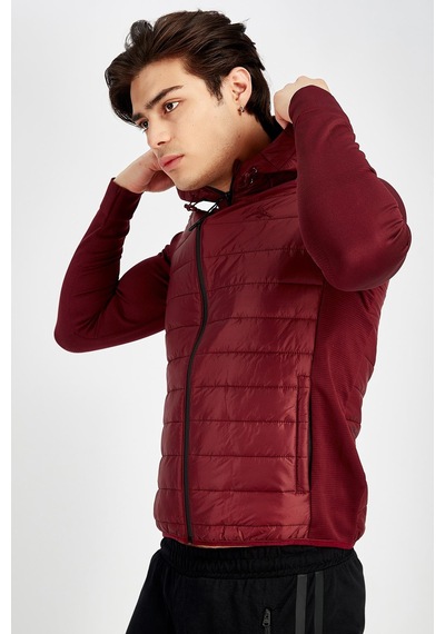 Maraton Sportswear Slimfit Erkek Kapşonlu Uzun Kol Basic Bordo Ceket 17425 Bordo