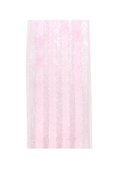 Şifon Kurdele. 4 Yollu ve Saten Çizgili. 2.50 Cm X 23 Mt - Pembe