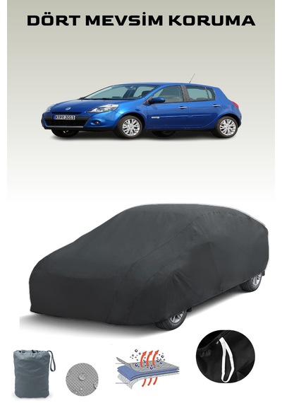 Siyah, Renault Clıo 5 Kapılı 2009 - 2012, Araba Brandası, Oto Örtüsü, Araba Çadırı Siyah