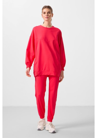 Viva Kırmızı O Yaka Basic Oversize Kadın Eşofman Tunik Takım - 95347 Kırmızı