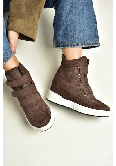 Fox Shoes V367856002 Kahverengi Süet Gizli Topuklu Cırtlı Spor Bot