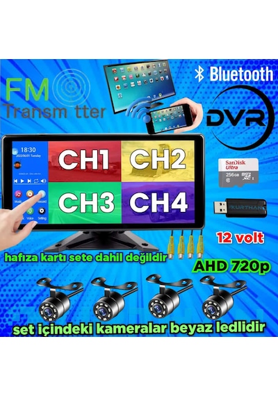 Mibzer İçin Dokunmatik 10.36'' Ekran Ahd 720p Beyaz Ledli Kamera