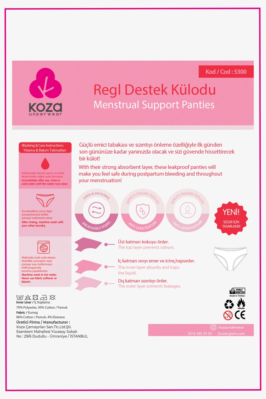 Siyah Yıkanabilir Regl Peroid Destek Külodu 5300 Siyah Siyah Yıkanabilir Regl Peroid Destek Külodu 5300 Siyah
