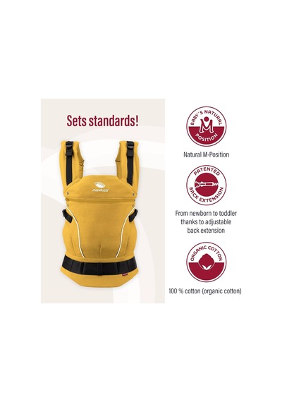 Manduca First Ergonomik Bebek Taşıyıcı 3 Taşıma Pozisyonu, Ayarlanabilir ve Konforlu Portbebe Sarı Tek Ebat