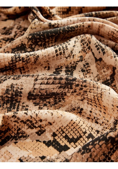 Koton Yılan Derisi Desenli Kare Fular Bandana Multıcolor 7wak50077aa Mavi