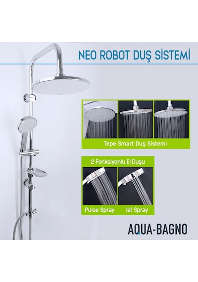 Aqua Bagno Vivera Neo Tepe Duşu Seti Krom