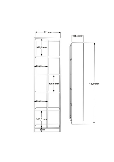 Robin Home Vera Geniş Kitaplık 10 Raflı 180cm Sepet