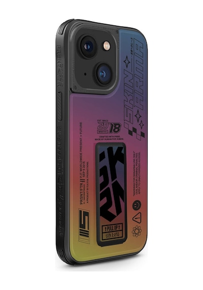 Apple Uyumlu iPhone 15 Kılıf Skinarma Holografik Standlı Deri Görünümlü Kira Kobai Kapak Colorful