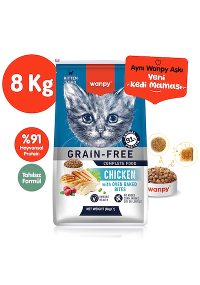 Wanpy Tahılsız Tavuklu Yavru Kedi Maması 8 Kg