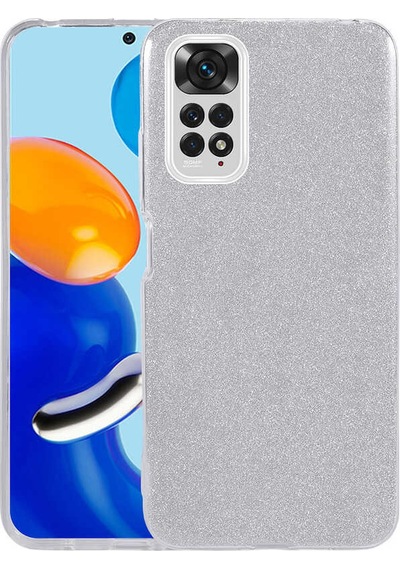 Xiaomi Redmi Note 11s Global Kılıf Zore Shining Silikon Gümüş