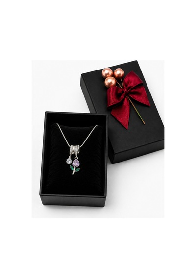 Miore Gül Figürlü Zirkon Taş Detaylı Charm Kadın Kolye Gümüş - 899637474 Gümüş
