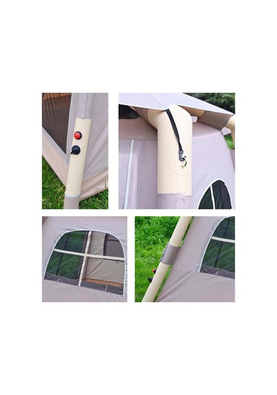 4-6 Kişilik Tenteli Şişme Kamp Çadırı 220x220x170 Krem Genel