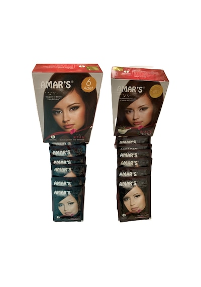 Amar S Henna Kına İçeren Saç Boyası 6 Lı 10g Paket Siyah Renk- 2