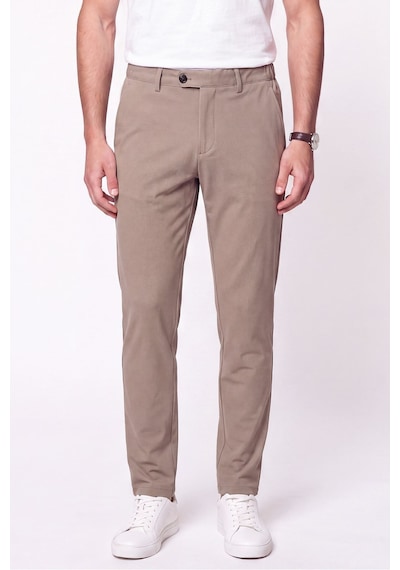 Regular Fit Yan Cep Doku Desenli Beli Lastikli Bej Pantolon P 1212