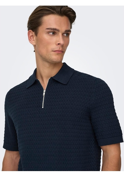 Only & Sons Menu Structure Erkek Lacivert Polo Tişört 22038171-dsp
