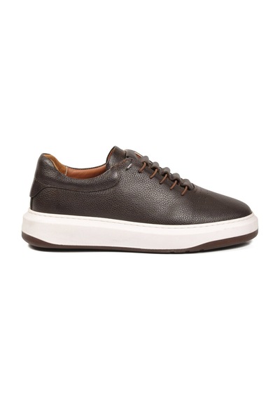 Ayakmod Lastik Bağcıklı Şık Rahat Kahve Hakiki Deri Erkek Casual Sneaker Ayakkabı 272304