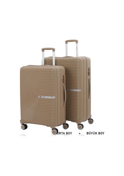 Mçs Bavul Büyük Ve Orta 2li Set Kırılmaz Silikon Valiz V374 Şampanya Şampanya