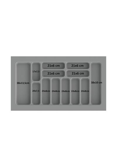 Çekmece Içi Kaşıklık Kepçelik Düzenleyici 86x49 Cm 78,5x40 Cm Kadar Kesilebilir Gri