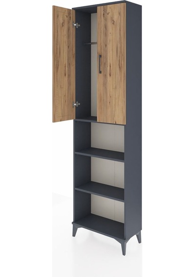 Arges Dolap 3 Raflı 2 Kapaklı Tek Askılı 60x30x221 Antrasit-çam Antrasit