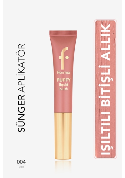 Flormar Puffy Liquid Nemlendirici Etkili & Parlak Bitişli Sünger Aplikatörlü Likit Allık 004 Wish