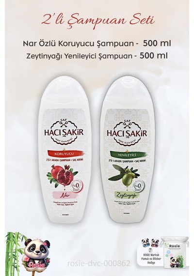 Hacı Şakir Nar 2si 1 Arada Şampuan 500 Ml, Zeytinyağlı Şampuan 500 Ml Ve Rosıe