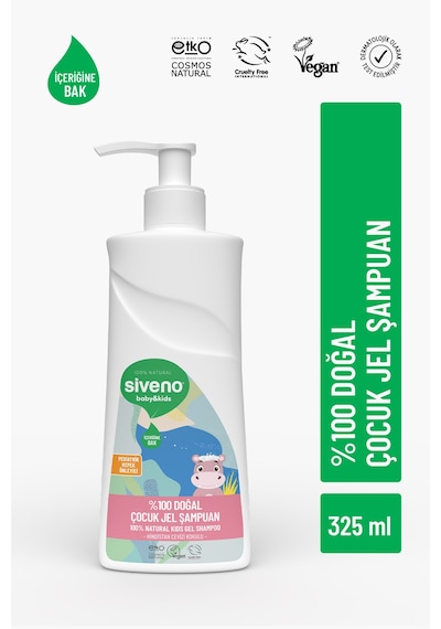 Siveno %100 Doğal Yenidoğan Bebek Çocuk Jel Şampuanı Saç ve Vücut Konak Önleyici 325 ml