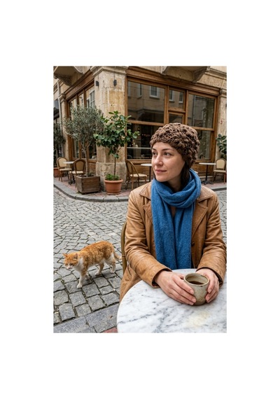 Emybox El Örgüsü Siyah Kadın Bere Tığ İşi Çiçek Motifli Bohem Kışlık Şapka - Vintage Stil Yumuşak Örgü Bere Modeli Kahverengi