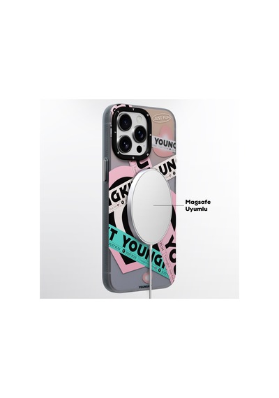 Apple Uyumlu iPhone 15 Pro Max Kılıf Magsafe Özellikli Airbagli Çift Katmanlı Youngkit Flipped Serisi Kapak Mavi Mavi