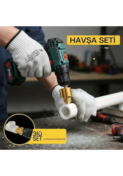 Plastik Boru Kalemtraş Kademeli Boru Açma Pvc Pprc Boru Tamir Delme Genişletme Onarımı İçin 3lü Havşa Seti