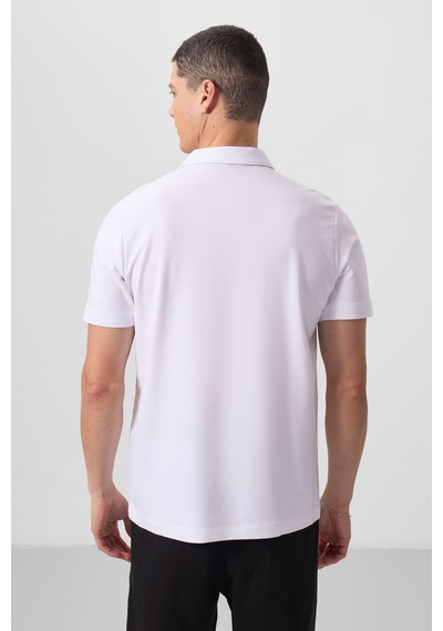 Tommy Life Beyaz Basic Göğüs Logolu Standart Kalıp Triko Polo Yaka Erkek T-shirt - 87768 Beyaz