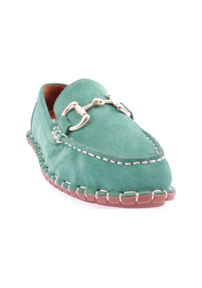 Dgn 600-23y Kadin Dikiş Detayli Metal Tokali Loafer Ayakkabi 600-2109-R13405 Yeşil