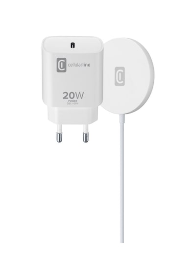 Cellularline Apple Uyumlu iPhone Magsafe Kablosuz Şarj Standı + 20W Duvar Şarj