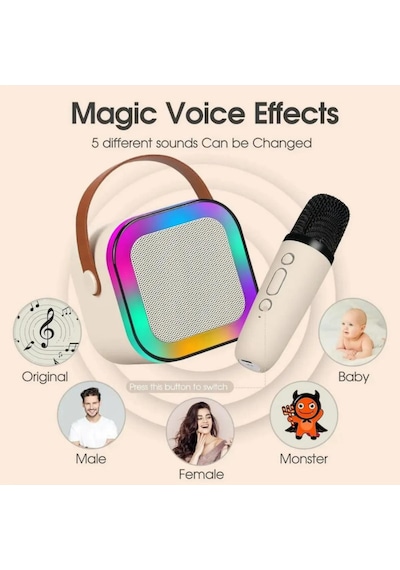 Karaoke Hoparlör 5w Tf Kart/usb/tws Özellikli 2inch Bass Mikrofonlu Rgb Işıklı Bluetooth Speaker