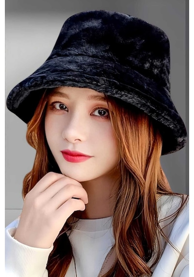 Uniquetrenders Kadın Peluş Bucket Şapka Siyah