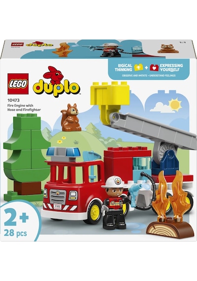 LEGO® DUPLO® Kasabası Hortumlu İtfaiye Aracı ve İtfaiyeci 10473 - 2 Yaş ve Üzeri Çocuklar için Figür İçeren Yapım Seti (28 Parça)