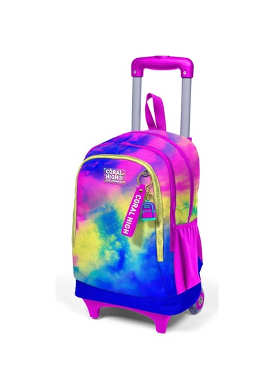 Coral High Kids Renkli Batik Desenli Üç Bölmeli Çekçekli Okul Sırt Çantası 23957